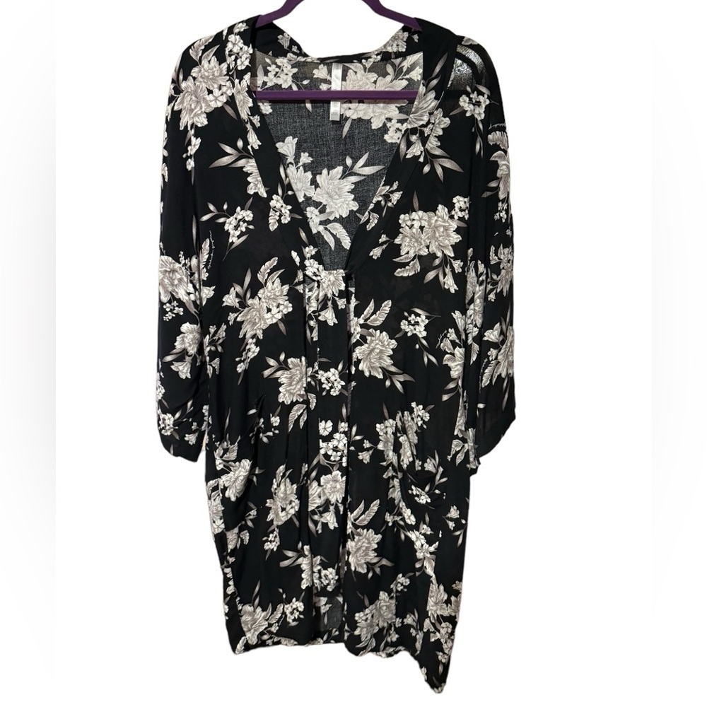 SPIRITUAL GANGSTER Maya Floral Kimono | Black